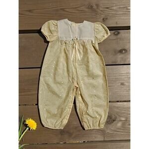 Vintage Rose Cottage Infant Romper Outfit-18M-NWT-Yellow Eyelet Lace Baby-Easter